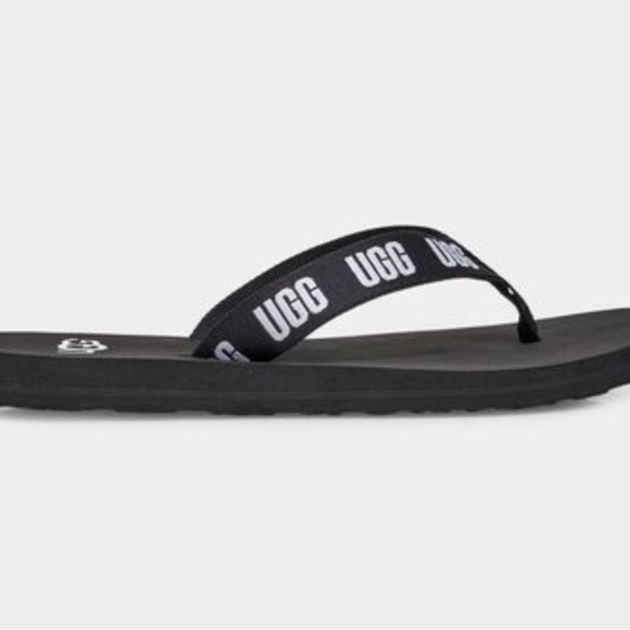 Ugg Flip Flops Womens Sandals Shoes Logo Graphic Black & White Ladies New - Picture 7 of 7